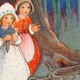Postcard showing Snow White and Rose Red in the forest, Raphael Tuck & Sons, Grimm’s Fairy Tales, circa 1812. (Photo by Hulton Archive/Getty Images)